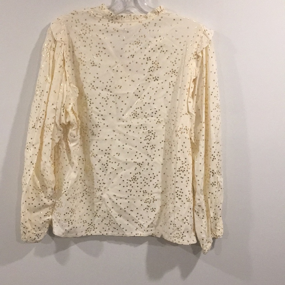 SOLITAIRE Long Sleeves ⭐️ Print Ruffle Top Size M - Picture 10 of 11